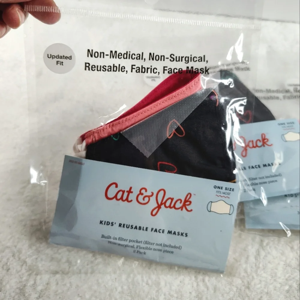 Cat & Jack Reusable Face Masks - Black and Pink 4 Packs